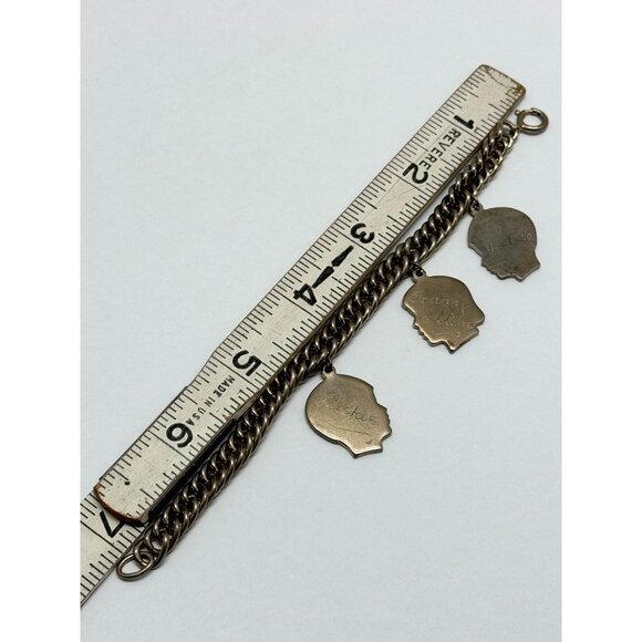 Vintage children's head ID charm bracelet - Picture 4 of 4